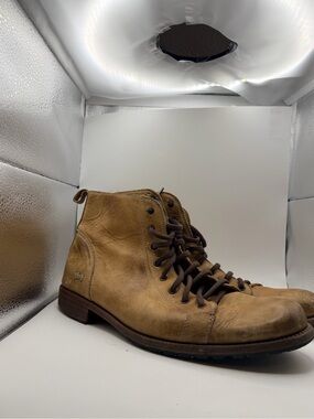Bed Stu Goodyear Welt Combat Boot Natural Tan Leather Men's 13 A274-0743